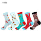 Crew Men's Socks Combed Cotton 5-Pack Harajuku Pattern Casual Socks Fall 2025 Breathable Antibacterial Comfort Gift