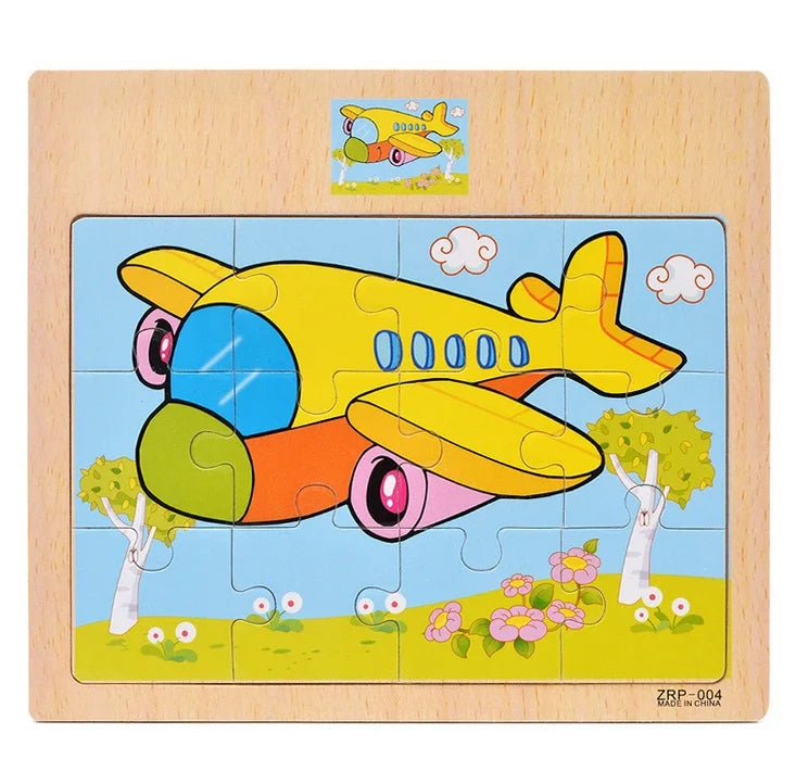 Vehicle Wooden Animal Puzzles for Kids Educational Gift