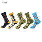 Crew Men's Socks Combed Cotton 5-Pack Harajuku Pattern Casual Socks Fall 2025 Breathable Antibacterial Comfort Gift