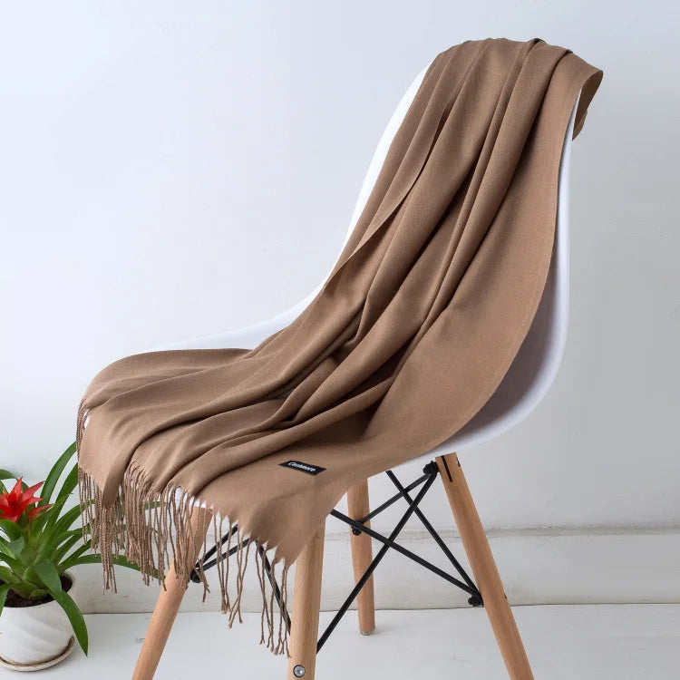 Cozy Warm Women Scarf - Long Fringe, Cashmere, Winter