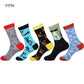 Crew Men's Socks Combed Cotton 5-Pack Harajuku Pattern Casual Socks Fall 2025 Breathable Antibacterial Comfort Gift