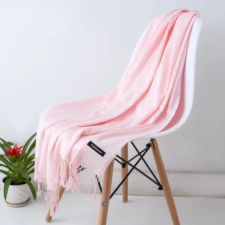 Cozy Warm Women Scarf - Long Fringe, Cashmere, Winter