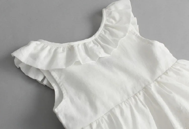 Plush Girls Dress - A-line, Sleeveless, Bow-Front Detail, Cotton-Polyester, Casual Summer Wear