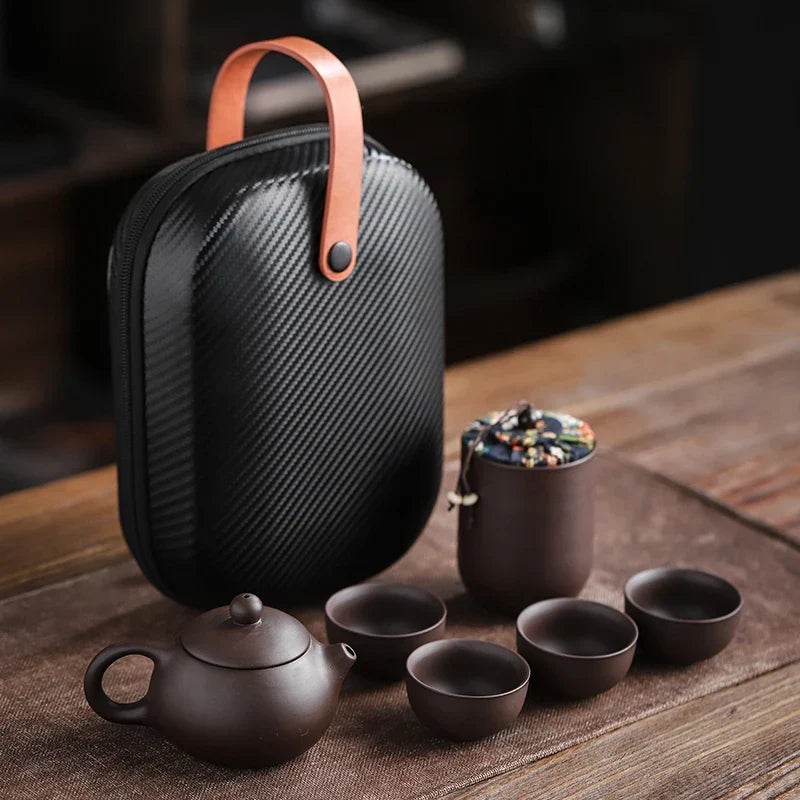 Tea Kit Purple Sand Travel-Friendly Gaiwan Travel Tea Ceremony Kit Fall 2025 Yixing Clay Outdoor Gift