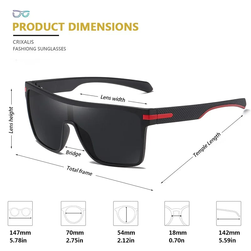 Sunglasses Polarized for Men Square Oversized UV400 Anti-Glare Goggles