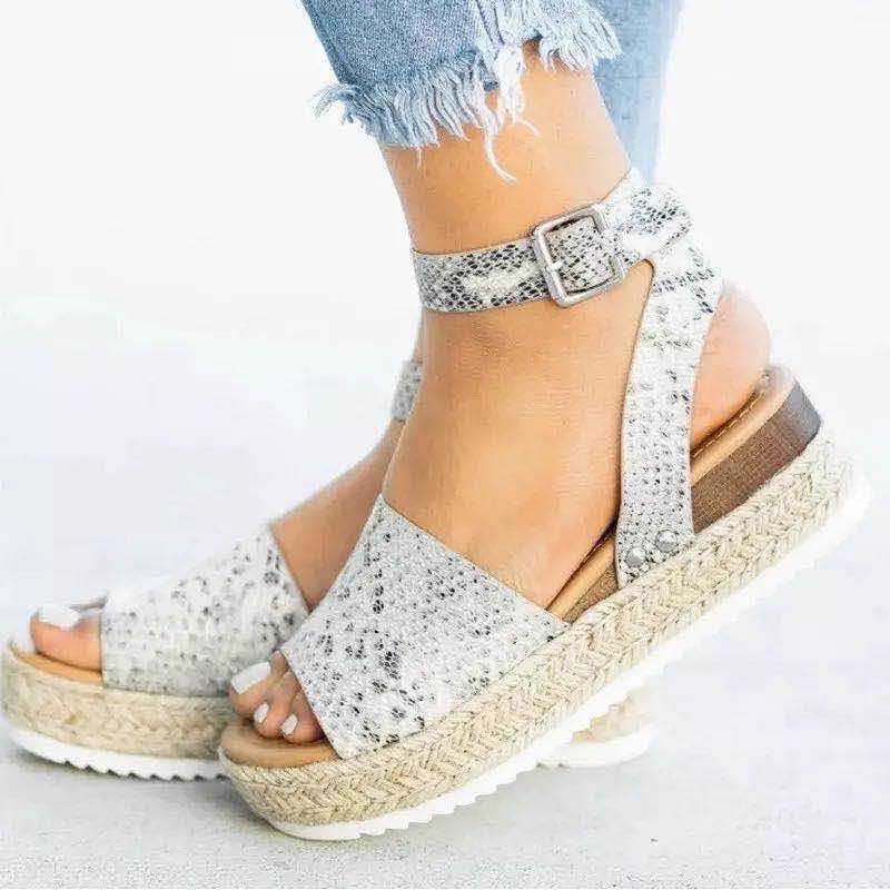 Women's Faux Suede Platform Sandals with Adjustable Ankle Straps, Open Toe, 2 Espadrille Height-6