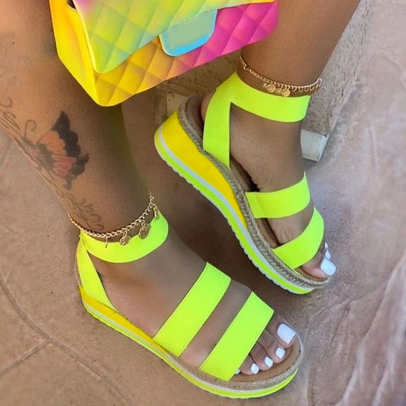 Variant image for Women's Strap Cross Wedge Sandals, Breathable Lightweight Summer Footwear with Round Cup Shape, Non-Slip TPR Sole-19