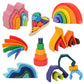 Rainbow Wooden Blocks Montessori Stacking Toys Wood Building Blocks Back to School 2025 Educational STEM Gift
