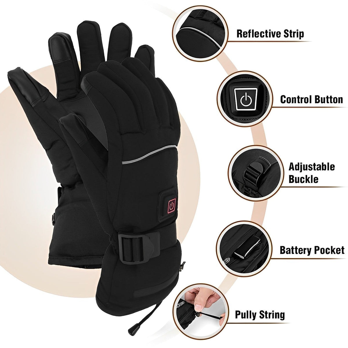 Gloves Heated Battery Heated Winter Gloves 8 Hour Warmth