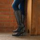 Women's Supportive Knee-High Boots - Studded Leather