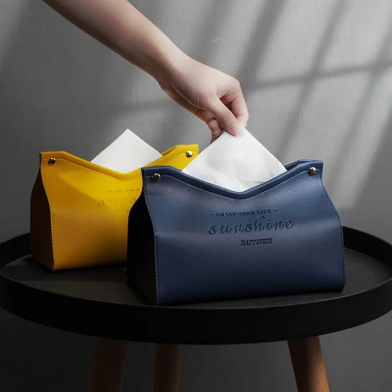 Leather Tissue Box - Scandinavian Car & Household Decor, Large Storage Napkin Holder