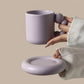 Ceramic Coffee Mug Lavender Porcelain Cup With Tray Scandinavian Handmade Household Decor Fall 2025 Gift