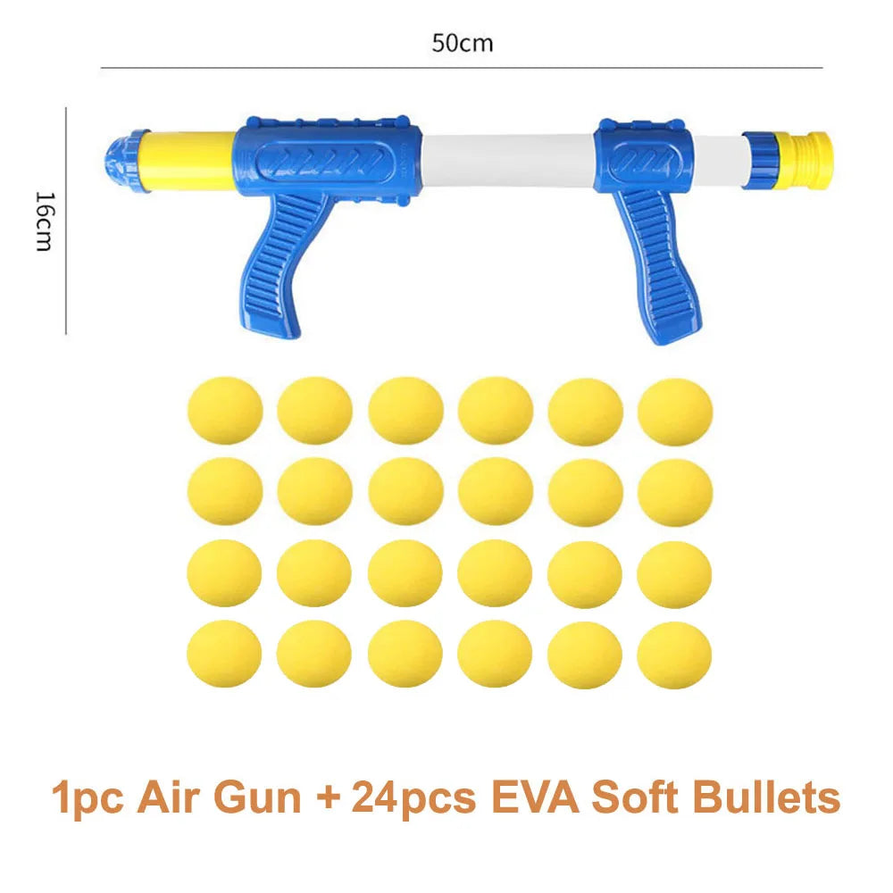 Foam Ball Gun Kids Air Powered Plush Bullet Shooter Toy Desktop Indoor Outdoor Fall 2025 Safe EVA Play