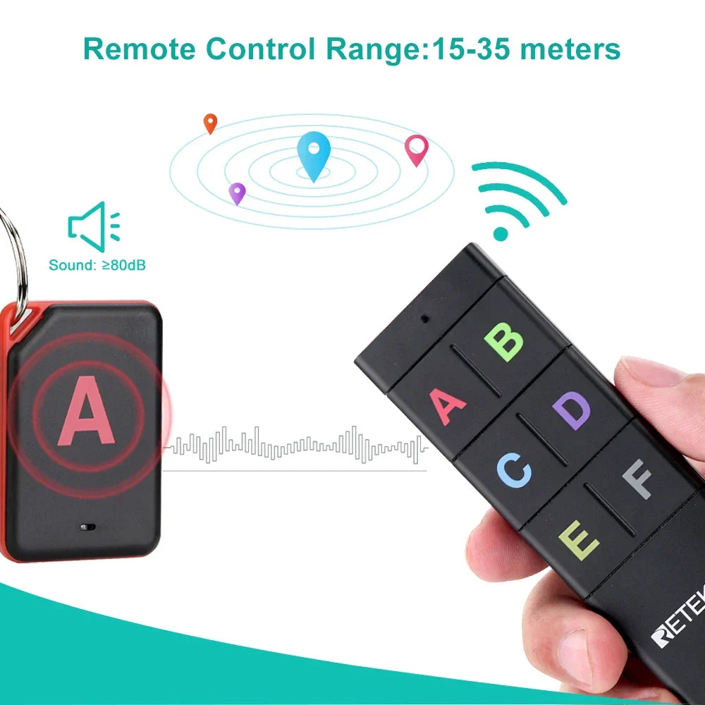 Cordless Key Finder 1 Transmitter 6 Receivers RF Locator Back To School 2025 Household Tracker With 80dB Beep And LED