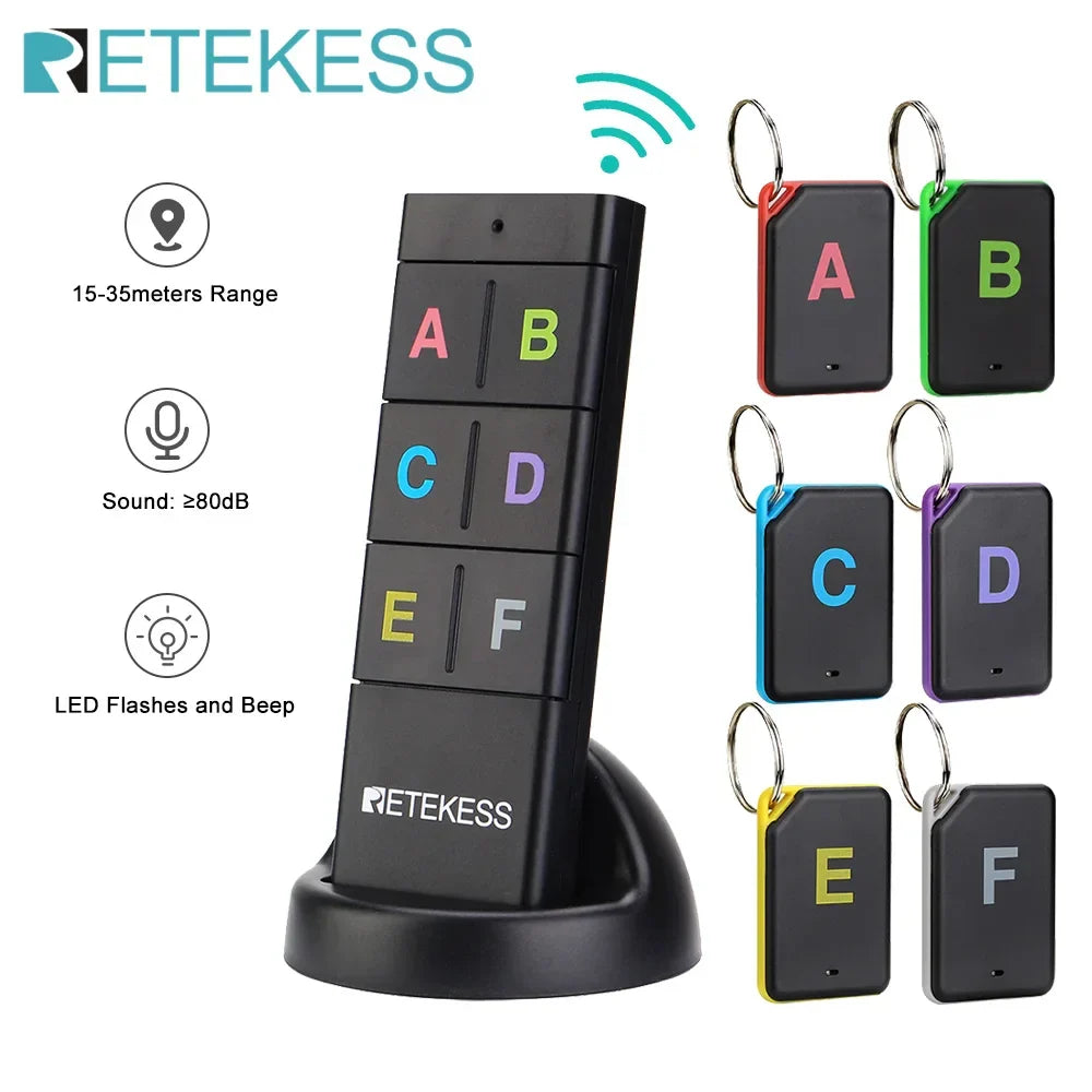 Cordless Key Finder 1 Transmitter 6 Receivers RF Locator Back To School 2025 Household Tracker With 80dB Beep And LED