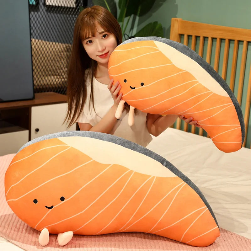 Plush Salmon Pillow Realistic Food Cushion Cozy Gift