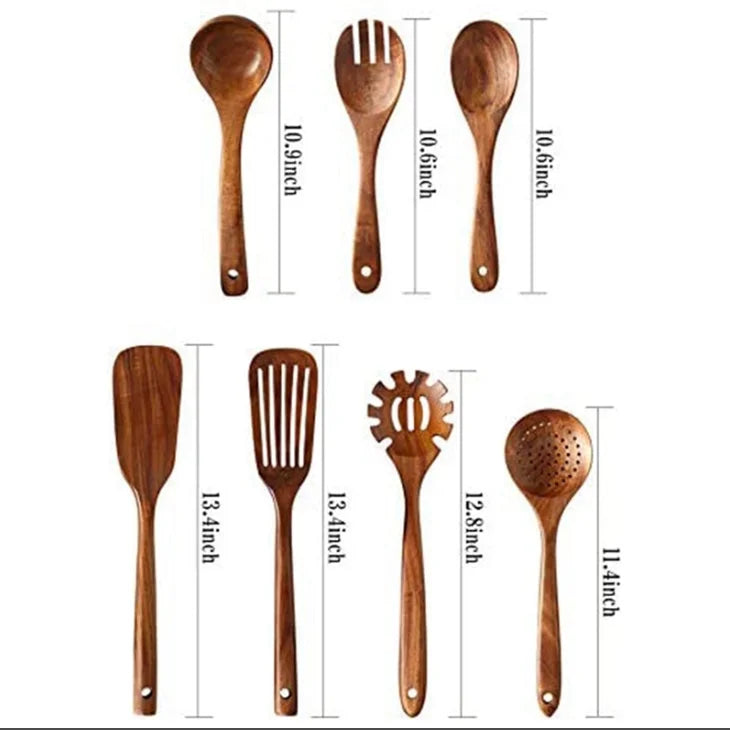 Eco-Friendly Cooking Spoons Non-Stick Safe 2026 – Organic Teak Wooden Kitchen Utensil Kit