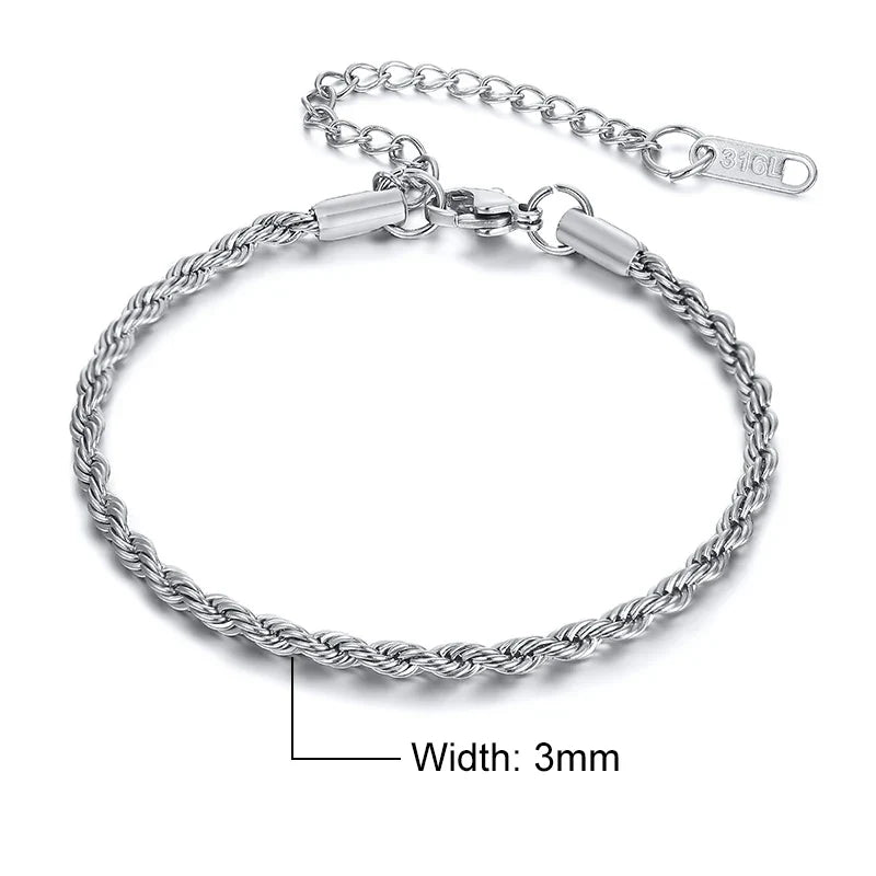 Steel Stainless Rope Chain Bracelet Twisted Singapore
