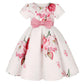 Plush girls' dress - one-shoulder knee-length floral, polyester, for party or wedding