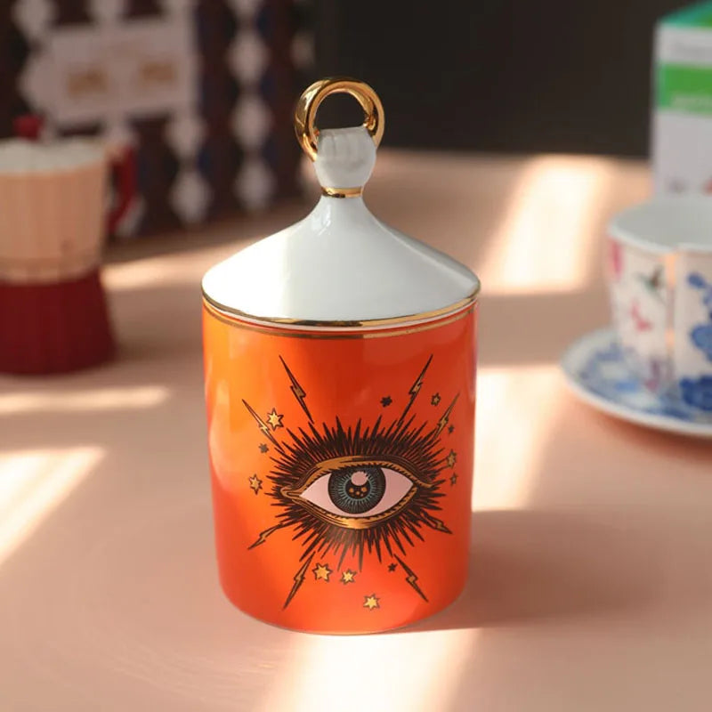 Candle Holder Starry Sky Big Eye Ceramic Jar Household Decor Fall 2025 Aromatherapy Scented Gift