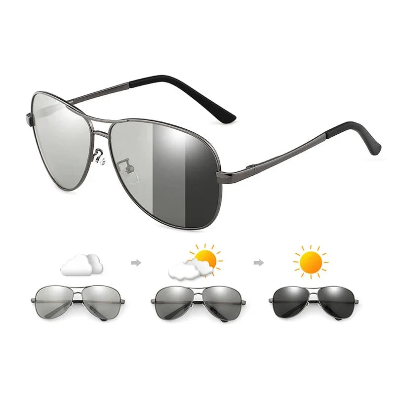 Timeless Pilot Photochromic Sunglasses for Men Women - Chameleon Polarized Driving Glasses