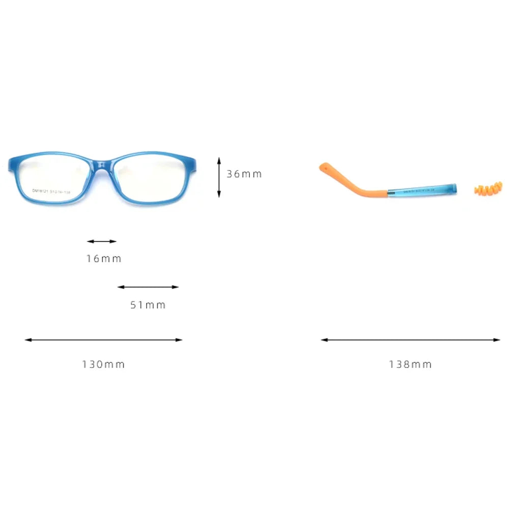 Kids2026 Edition Glasses Square Frame TR90 Ultralight Blue Light Blocking 20-90% Back to School