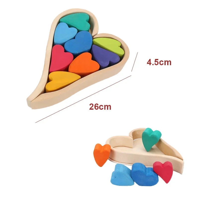 Rainbow Wooden Blocks Montessori Stacking Toys Wood Building Blocks Back to School 2025 Educational STEM Gift