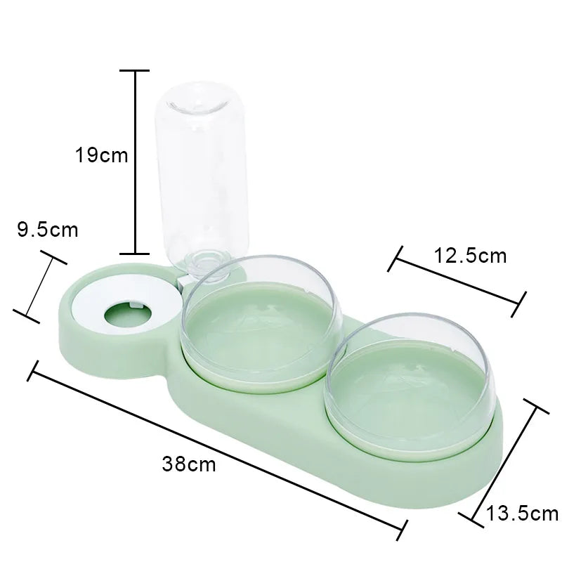 Raised Pet Feeding Station Tilted 3-Bowl Design With 500ML Water Bottle Fall 2025 Comfort-Grip Spine Protection