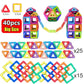 Educational Magnetic Building Blocks Kit - 40-Piece Colorful Constructor Toys for Kids, Triangle & Square Shapes, Fun Learning Activity