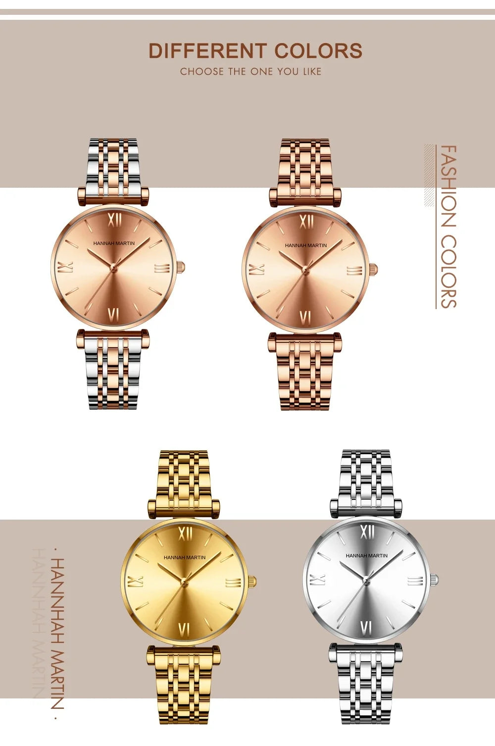women's Timeless rose gold quartz wristwatch - stainless steel water-resistant minimalist round dial