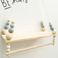 Wooden Wall Shelf With Clothes Rack Scandinavian Hanging Shelf Kids Room Fall 2025 Rope Storage Organizer