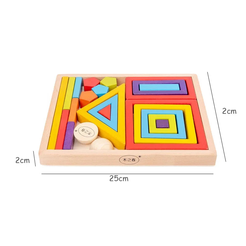 Rainbow Wooden Blocks Montessori Stacking Toys Wood Building Blocks Back to School 2025 Educational STEM Gift
