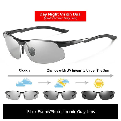 Sunglasses Photochromic Polarized UV400 Rimless Driving Glasses, Day Night Vision, Light Frame VT2173