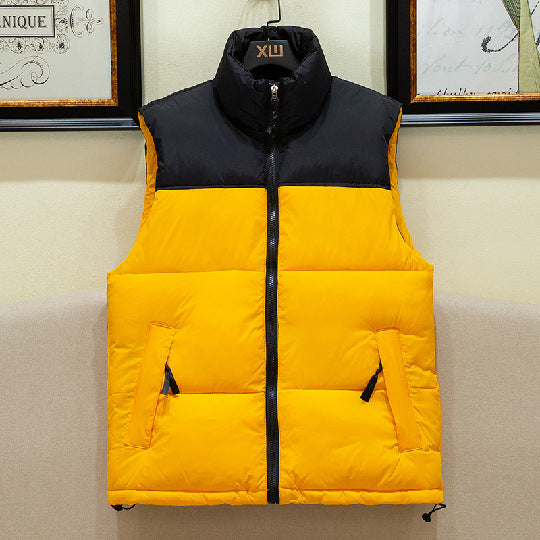 Men's Warm Puffer Vest - Sleeveless Quilted Down, Winter