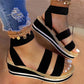 Women's Strap Cross Wedge Sandals, Breathable Lightweight Summer Footwear with Round Cup Shape, Non-Slip TPR Sole-2