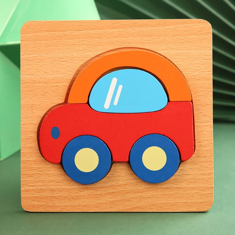 Quality High 3D Wooden Cartoon Animal Puzzle for Kids
