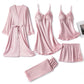 Variant image for Silk Pajamas Set for Women, Adjustable Straps, Elegant Lace Design, Soft and Comfortable Sleepwear, Breathable Satin Fabric-5