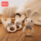 Crochet Wooden Baby Teether Rattle Toy, BPA-Free Infant Teething Toy for Newborns, Safe and Engaging Multi-Functional Design