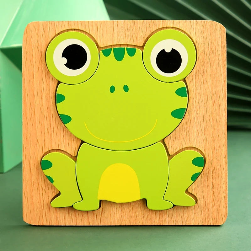 Quality High 3D Wooden Cartoon Animal Puzzle for Kids