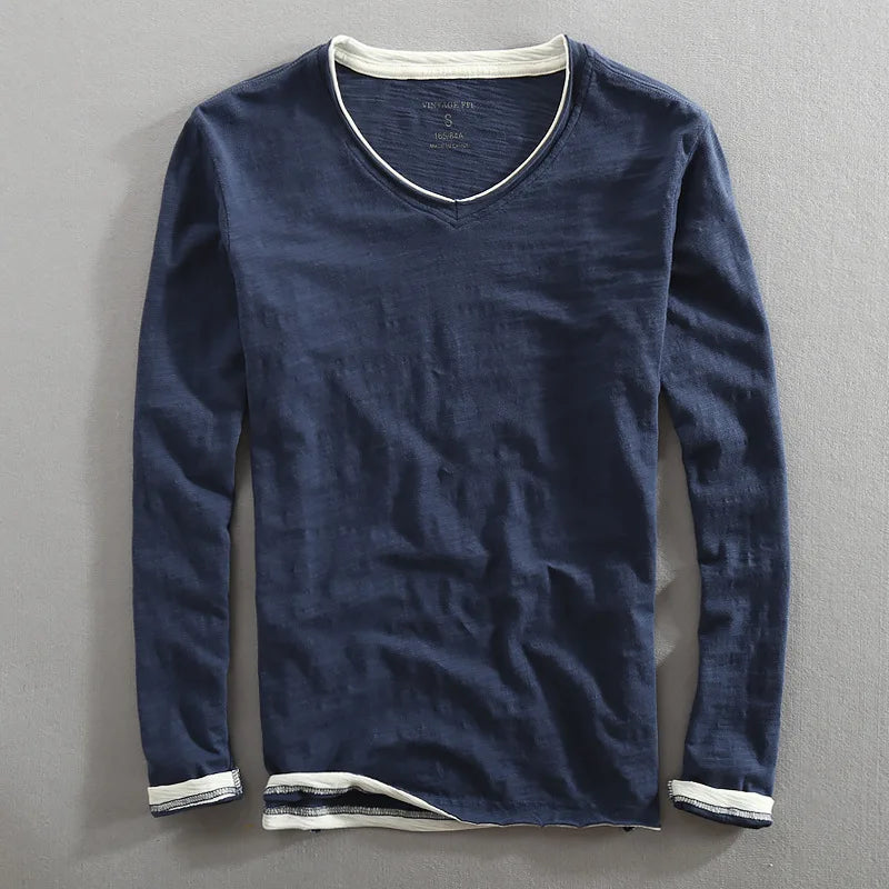 Plush Timeless Men's V Neck Sweater - V Cut, Cotton, Casual