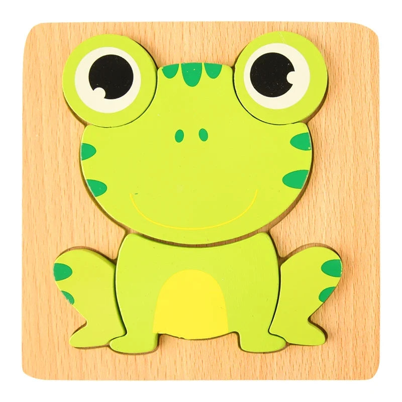 Quality High 3D Wooden Cartoon Animal Puzzle for Kids