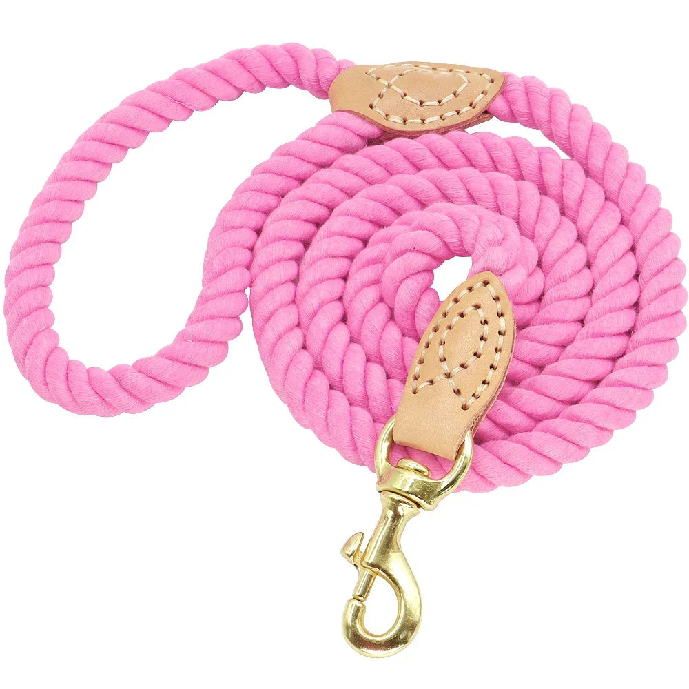 Dog Leash Rope Nylon Heavy Duty Walking Lead Hiking Training Fall 2025 Cozy Leather Wrapped Grip