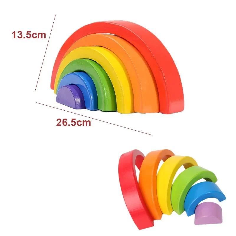Rainbow Wooden Blocks Montessori Stacking Toys Wood Building Blocks Back to School 2025 Educational STEM Gift