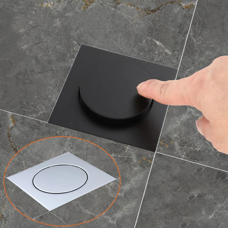 Floor2026 Edition Drain Brass Deodorizing Square Shower Drain Grate Cover 10x10 cm for Contemporary Bathroom Upgrade