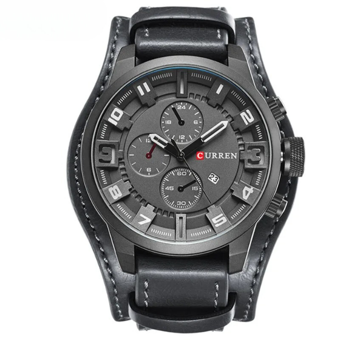 Hochwertige Herren Chronograph Armbanduhr – klassisches Design, echtes Leder, für Business und elegante Anlässe 4