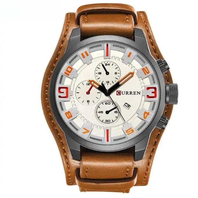 Hochwertige Herren Chronograph Uhr – elegantes Lederarmband, Quarz, für jeden Anlass 7