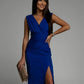 Variant image for Elegant Women's V-Neck Cocktail Dress with Slit, Figure-Hugging Design for Formal Occasions, Available in Multiple Sizes-13