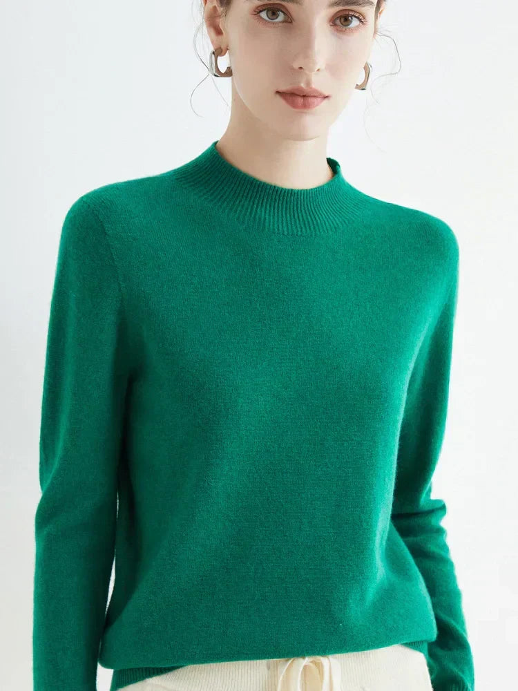 Plush Timeless Women’s Pullover - Mock Neck, Wool, Work