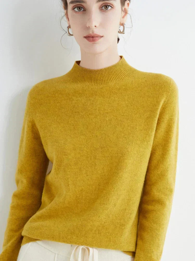 Plush Timeless Women’s Pullover - Mock Neck, Wool, Work