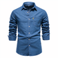 Men's Tailored Fit Denim Shirt in Luxurious Cotton, Long Sleeves, Versatile for Casual and Formal Wear-2